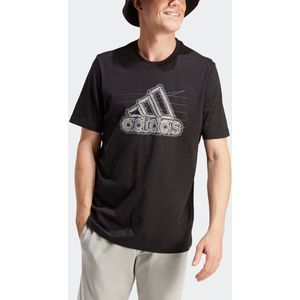 adidas - Geribbelde Ronde Hals T-Shirt - Zwart - 100% Katoen