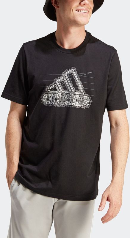 adidas - Geribbelde Ronde Hals T-Shirt - Zwart - 100% Katoen