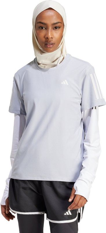 adidas own the run women s jersey met korte mouwen grijs