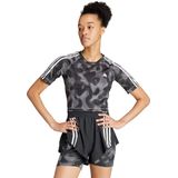 adidas Performance Own the Run 3-Stripes Allover Print T-shirt - Dames - Grijs