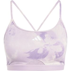 adidas Women's Aeroreact Training Essentials Light Support Tie-Dye Flower-Print Bra Sportbeha, Putty Mauve/Preloved Fig, S C-D