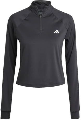 adidas Mujer Train Essentials Minimal Branding 1/4-Zip Cover Up, black, XS