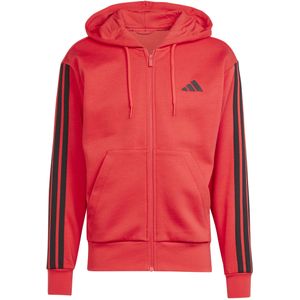 adidas Hombre ESSENTIAL THREE STRIPES FLEECE ZIPPER HOODIE, pure ruby/black, XS