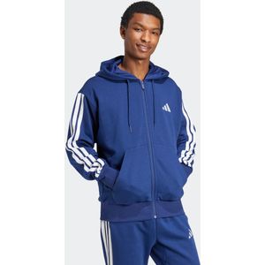 Adidas Essentials 3 Stripes Fleece Sweatshirt Met Rits Blauw Man