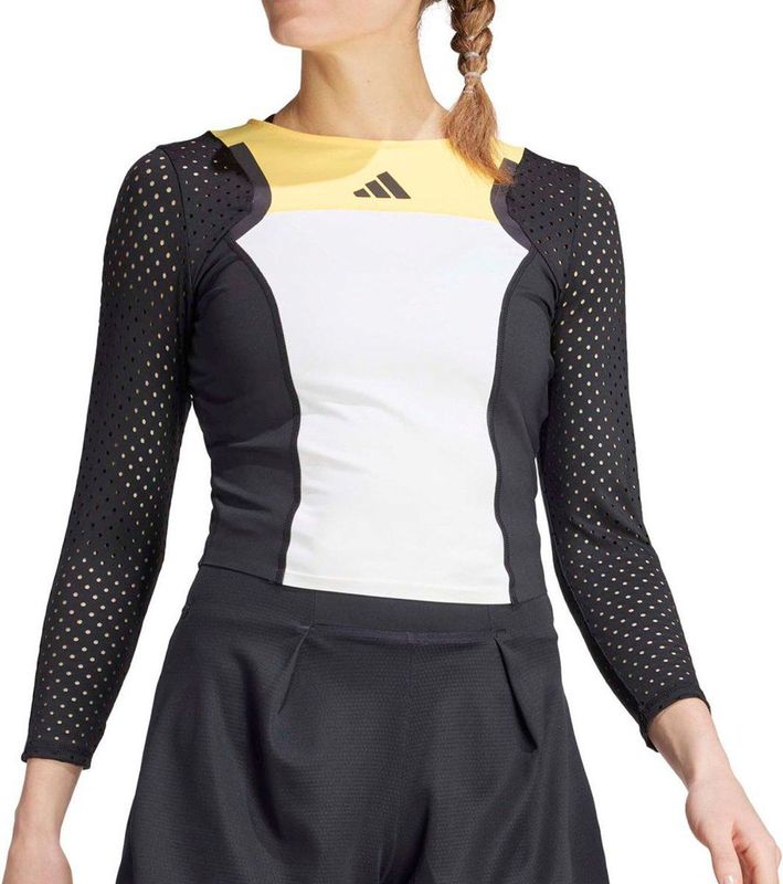 Adidas Pro T-shirt Met Lange Mouwen Wit Zwart S Vrouw