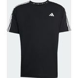 adidas - Own The Run 3-Stripes - T-shirt - Zwart - AEROREADY-technologie, Gerecycled Polyester