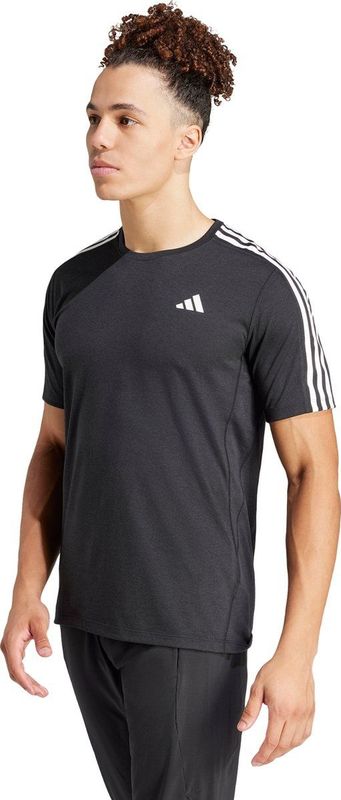 adidas - Own The Run 3-Stripes - T-shirt - Zwart - AEROREADY-technologie, Gerecycled Polyester