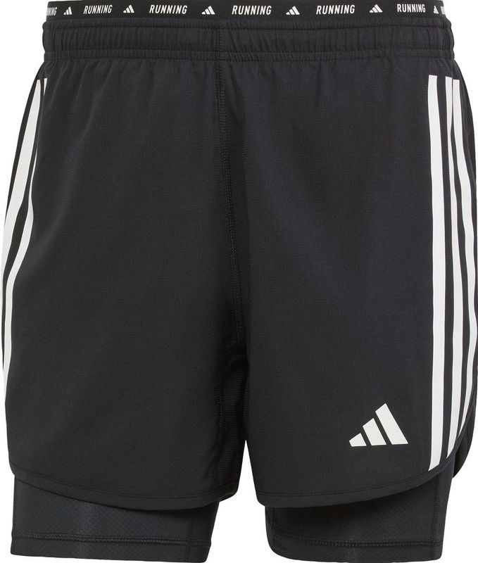 adidas Performance Own the Run 3-Stripes 2-in-1 Short - Heren - Zwart