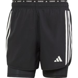 adidas Performance Own the Run 3-Stripes 2-in-1 Short - Heren - Zwart
