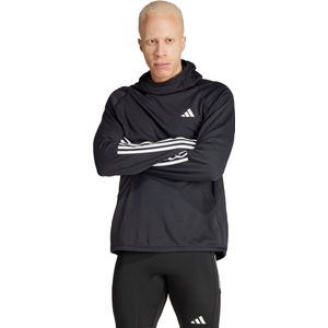 adidas - Own The Run 3-Stripes Hoodie - Zwart - Stretchy Stof