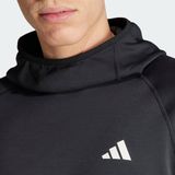 adidas - Own The Run 3-Stripes Hoodie - Zwart - Stretchy Stof