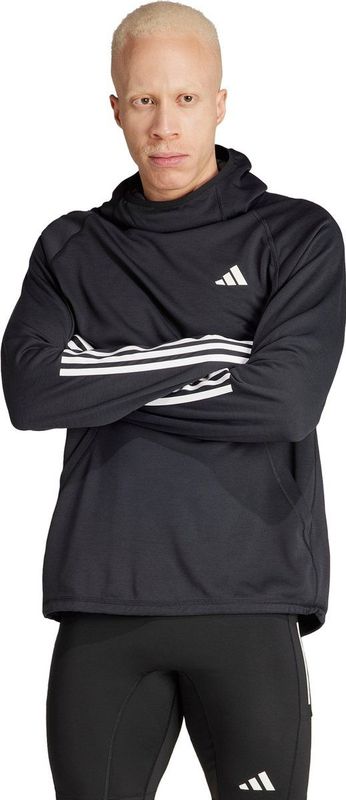 adidas - Own The Run 3-Stripes Hoodie - Zwart - Stretchy Stof