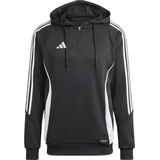adidas - Tiro 24 - Hooded Trainingstrui - Zwart Wit - 1/4-Zip