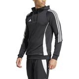 adidas - Tiro 24 - Hooded Trainingstrui - Zwart Wit - 1/4-Zip