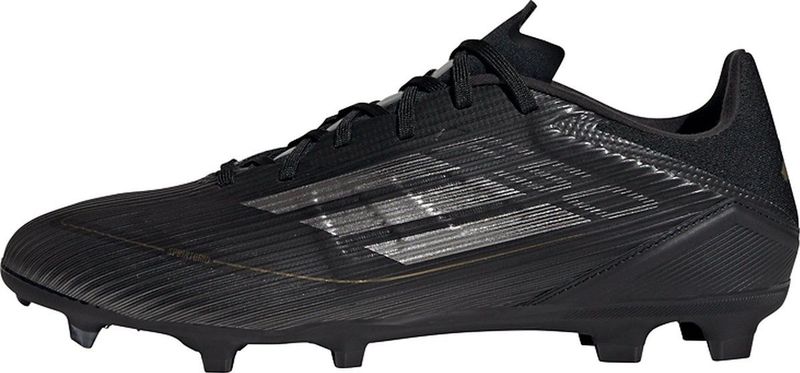 adidas F50 LEAGUE Voetbalschoenen Firm Ground voetbalschoenen, uniseks, Core Black / Iron Metallic / Goud, 40 2/3 EU