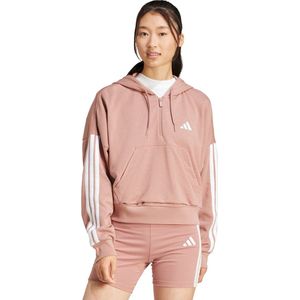 adidas Sportswear Essentials 3-Stripes French Terry Hoodie met Korte Rits - Dames - Roze