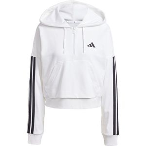 adidas Sportswear Essentials 3-Stripes French Terry Hoodie met Korte Rits - Dames - Wit