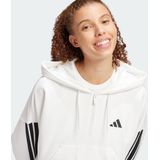 adidas Sportswear Essentials 3-Stripes French Terry Hoodie met Korte Rits - Dames - Wit