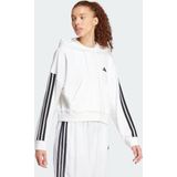 adidas Sportswear Essentials 3-Stripes French Terry Hoodie met Korte Rits - Dames - Wit