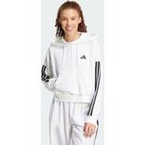 adidas Sportswear Essentials 3-Stripes French Terry Hoodie met Korte Rits - Dames - Wit