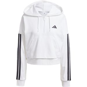 adidas Sportswear Essentials 3-Stripes French Terry Hoodie met Korte Rits - Dames - Wit
