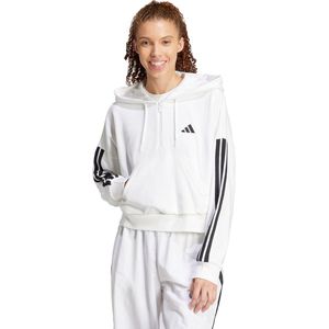 adidas Sportswear Essentials 3-Stripes French Terry Hoodie met Korte Rits - Dames - Wit