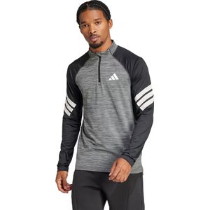 adidas Performance Icon 3-Stripes T-shirt met Korte Rits - Heren - Zwart