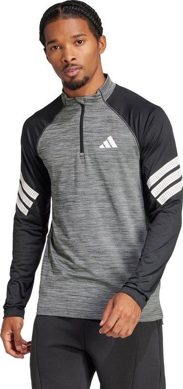 adidas Performance Icon 3-Stripes T-shirt met Korte Rits - Heren - Zwart