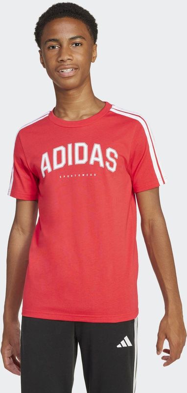 adidas - Sportswear - T-shirt - Rood/Wit - Zachte Enkele Jersey