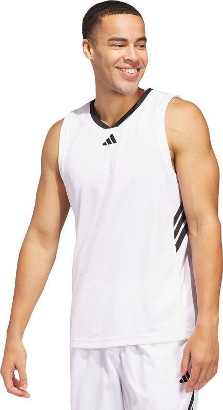 ADIDAS - Legends - Functioneel Shirt - Zwart/Wit - Gerecycled Materiaal, V-hals