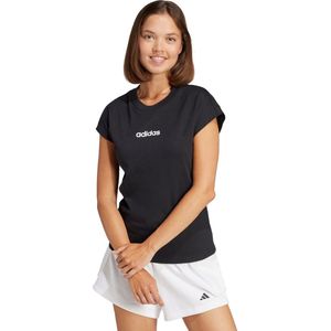 Adidas - Essentials Linear T-Shirt - Dames - Zwart - Katoen