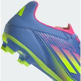 adidas - F50 Club - Voetbalschoenen - Blauw Neongeel Roze - Synthetisch Materiaal