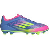 adidas - F50 Club - Voetbalschoenen - Blauw Neongeel Roze - Synthetisch Materiaal