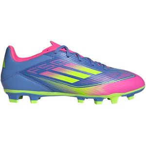 adidas - F50 Club - Voetbalschoenen - Blauw Neongeel Roze - Synthetisch Materiaal
