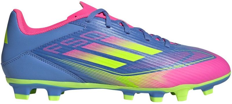 adidas - F50 Club - Voetbalschoenen - Blauw Neongeel Roze - Synthetisch Materiaal