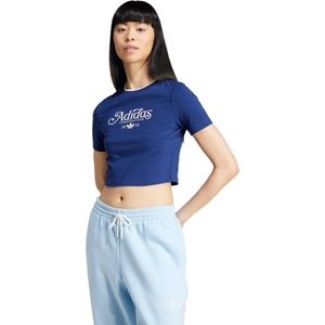 adidas Originals Graphic Badge Slim 3-Stripes T-shirt - Dames - Blauw