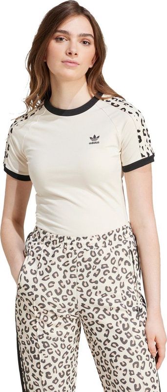adidas Originals Leopard 3-Stripes T-shirt - Dames - Wit
