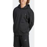 Hoodie - Black - 70% Katoen, 30% Polyester - Koordsluiting, Rits