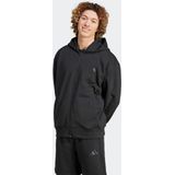 Hoodie - Black - 70% Katoen, 30% Polyester - Koordsluiting, Rits