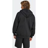 Hoodie - Black - 70% Katoen, 30% Polyester - Koordsluiting, Rits