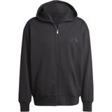Hoodie - Black - 70% Katoen, 30% Polyester - Koordsluiting, Rits
