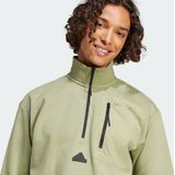 adidas - City Escape - Fleece Sweatshirt - Groen - Halflange Rits, Gerecycled Materiaal