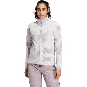adidas Dames Terrex Multi Printed Full Zip Fleece Jacket, Grey One/Preloved Fig, S