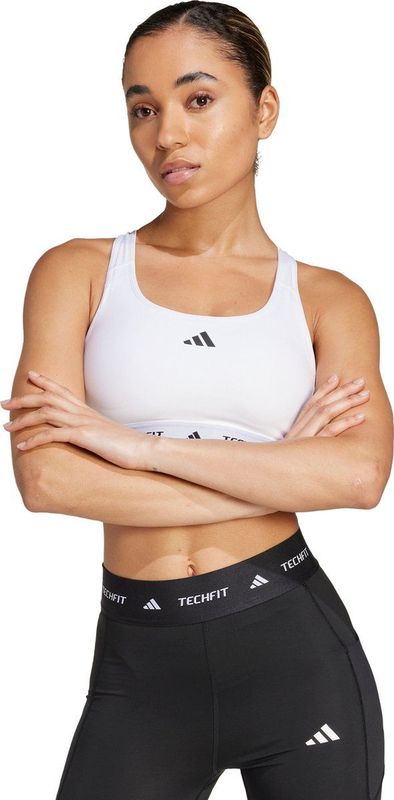 adidas - TECHFIT - Sport Bh - Wit - 73% Gerecycled Polyester, AEROREADY