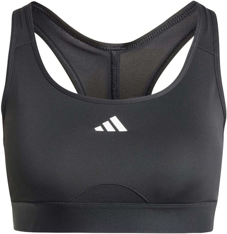 adidas - PowerReact - Sport Bh - Zwart - Gerecycled Polyester, Optimale Ondersteuning