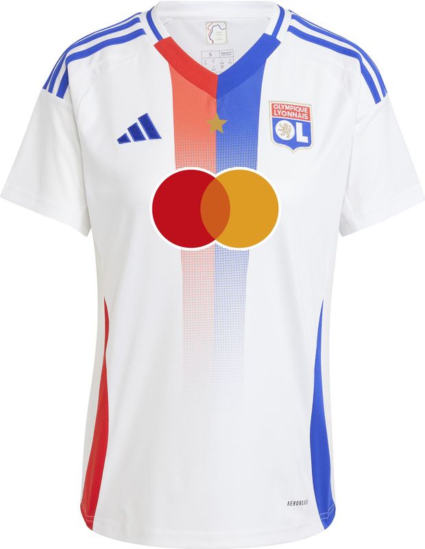 adidas - OL 2024/25 - Voetbalshirt - Blauw/Rood/Wit - V-hals, Korte Mouwen