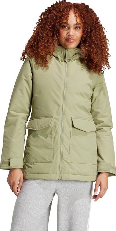 adidas - Paveric Fur Parka - Dames - Groen - Lange Ritssluiting - Waterafstotend