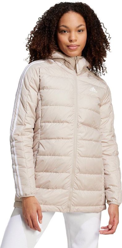 Adidas - Essentials 3 Stripes - Light Down Parka - Zwart - 80% Eendendons, 20% Veren, Gerecycled Polyester