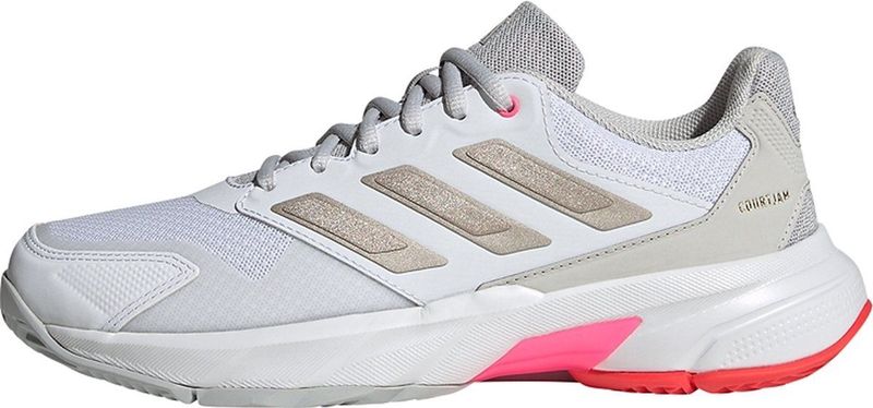 adidas dames Courtjam Control 3 Tennis Shoes, Cloud White/Silver Metallic/Lucid Pink, 37 1/3 EU