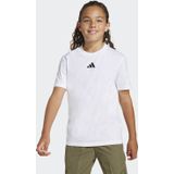 adidas - J SL TEE 160 - T-shirt - Wit/Zwart - 100% Katoen